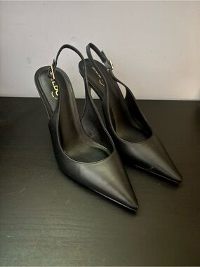 Aldo Black Pointed Toe Slingback Heels